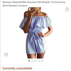Amazon striped off shoulder romper L